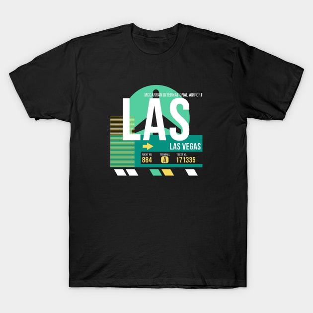 Las Vegas (LAS) Airport // Retro Sunset Baggage Tag T-Shirt by Now Boarding